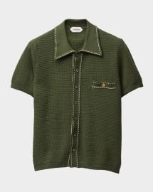 Cotton Knit Button-Down Sweater at Neiman Marcus